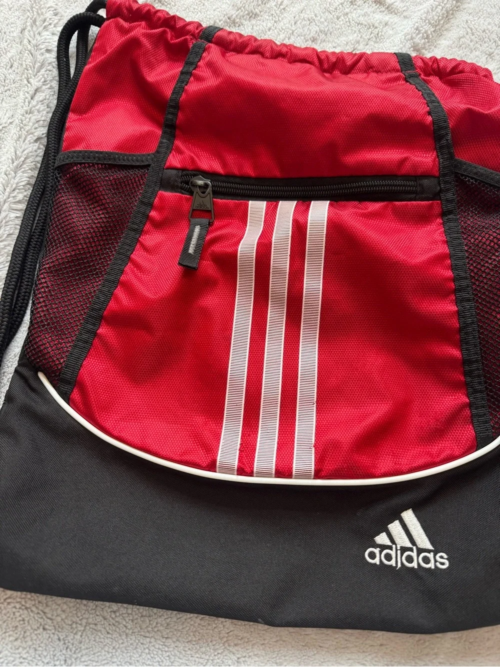 Adidas Alliance II Red Black Drawstring Backpack Sackpack‎ Gym Sports Bag